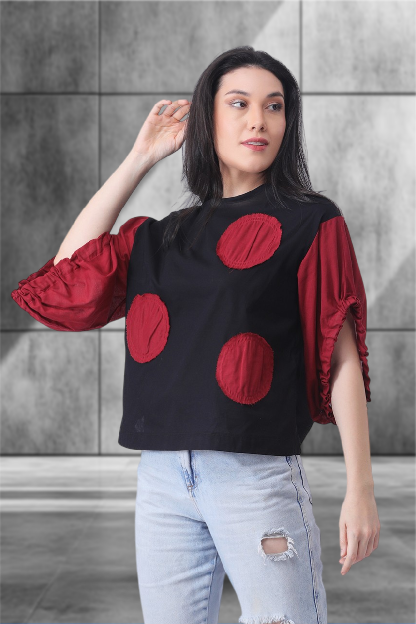 theredthread S dot flow frill tops bk theredthread S dot flow