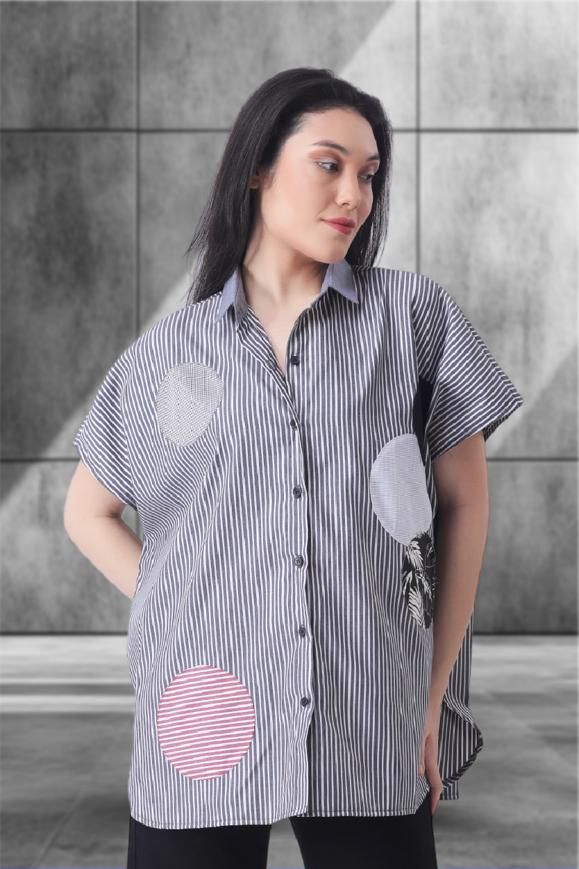 Red-Moon-Night Shirt – Mayhem in Monochrome