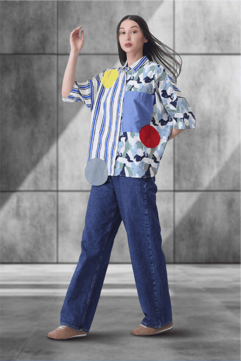 Pattern Clash Oversized Shirt – Unisex Bold Statement Wear