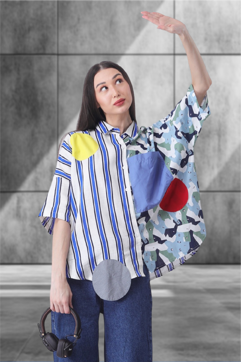 Pattern Clash Oversized Shirt – Unisex Bold Statement Wear