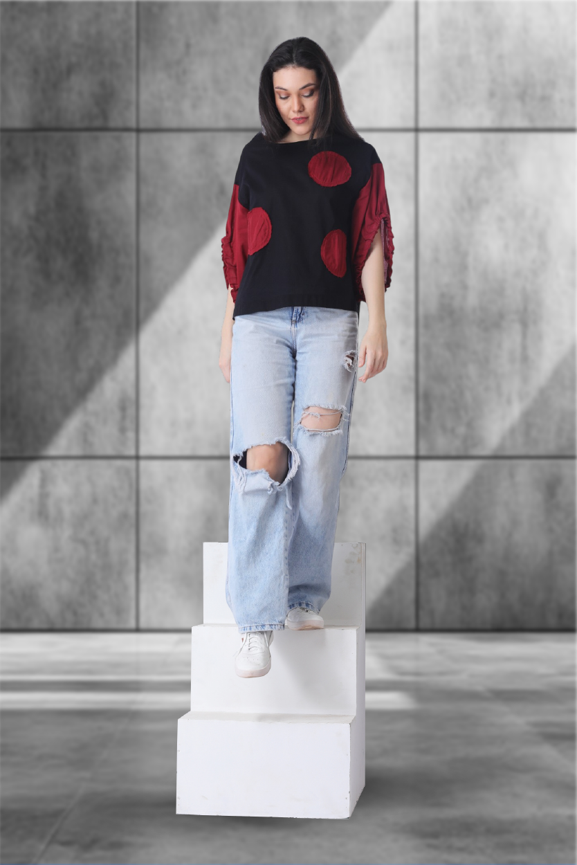 Drama Dot Ruffle-Sleeve Top – Statement Unisex Fit