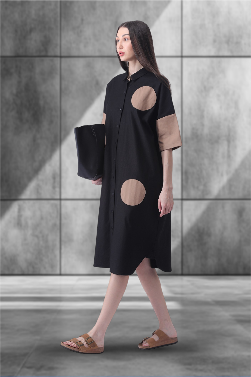 Dot the Drama Dress – Women’s Monochrome Mischief