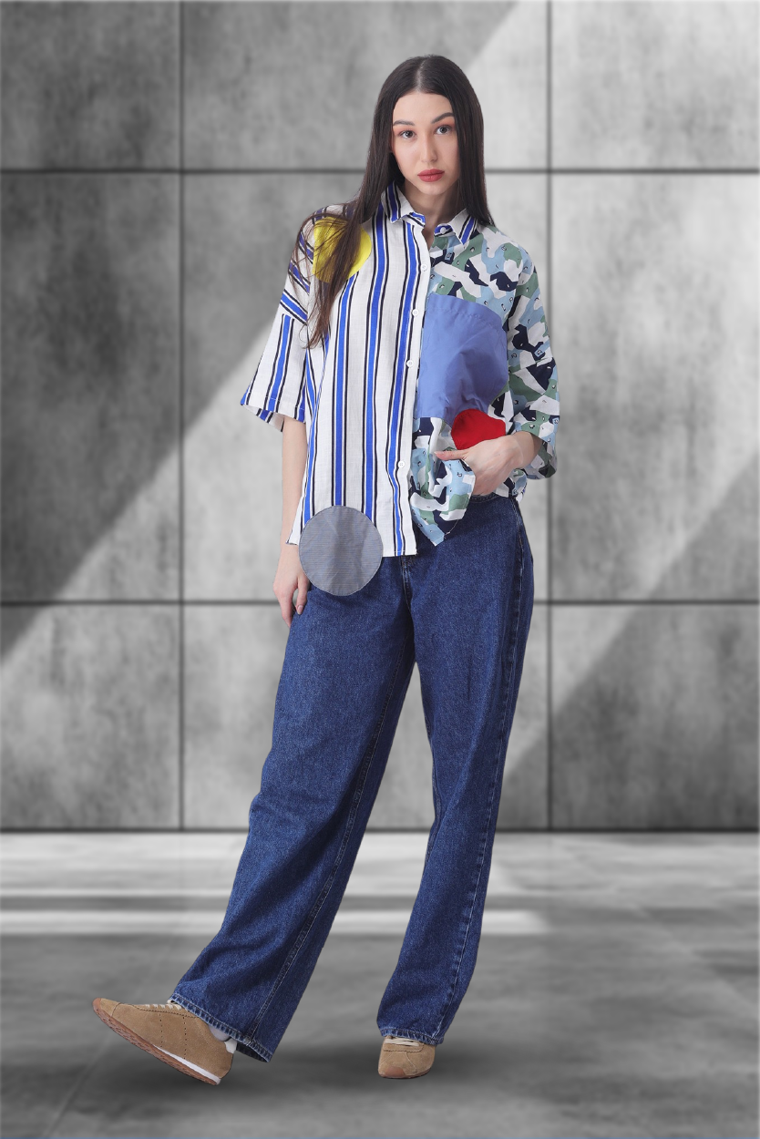 Pattern Clash Oversized Shirt – Unisex Bold Statement Wear