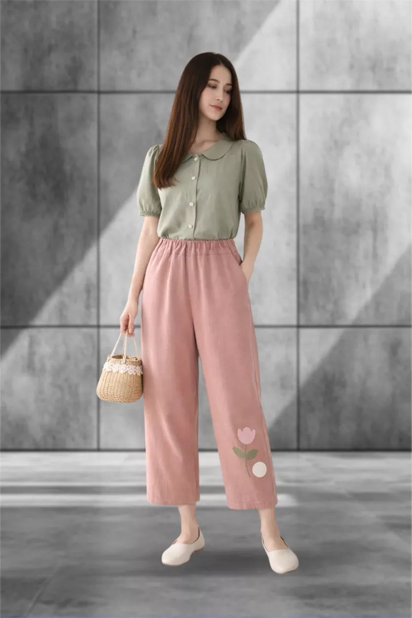 Blush Bloom Wide-Leg Pants