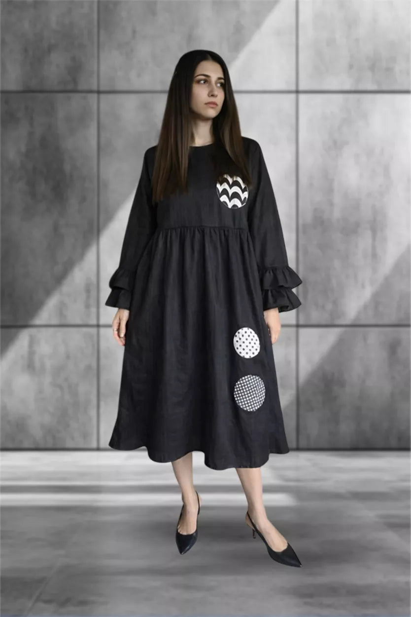 Midnight Muse Flared Midi Dress