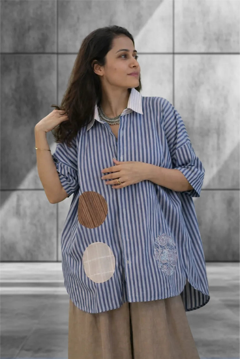 Spot Play Oversized Shirt – Stripes with a Twist
