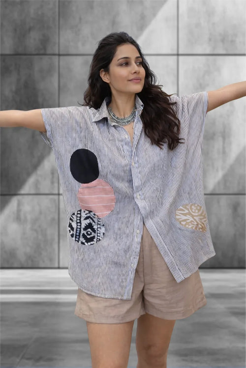Beach Dots Oversized Shirt – Stripes in Motion