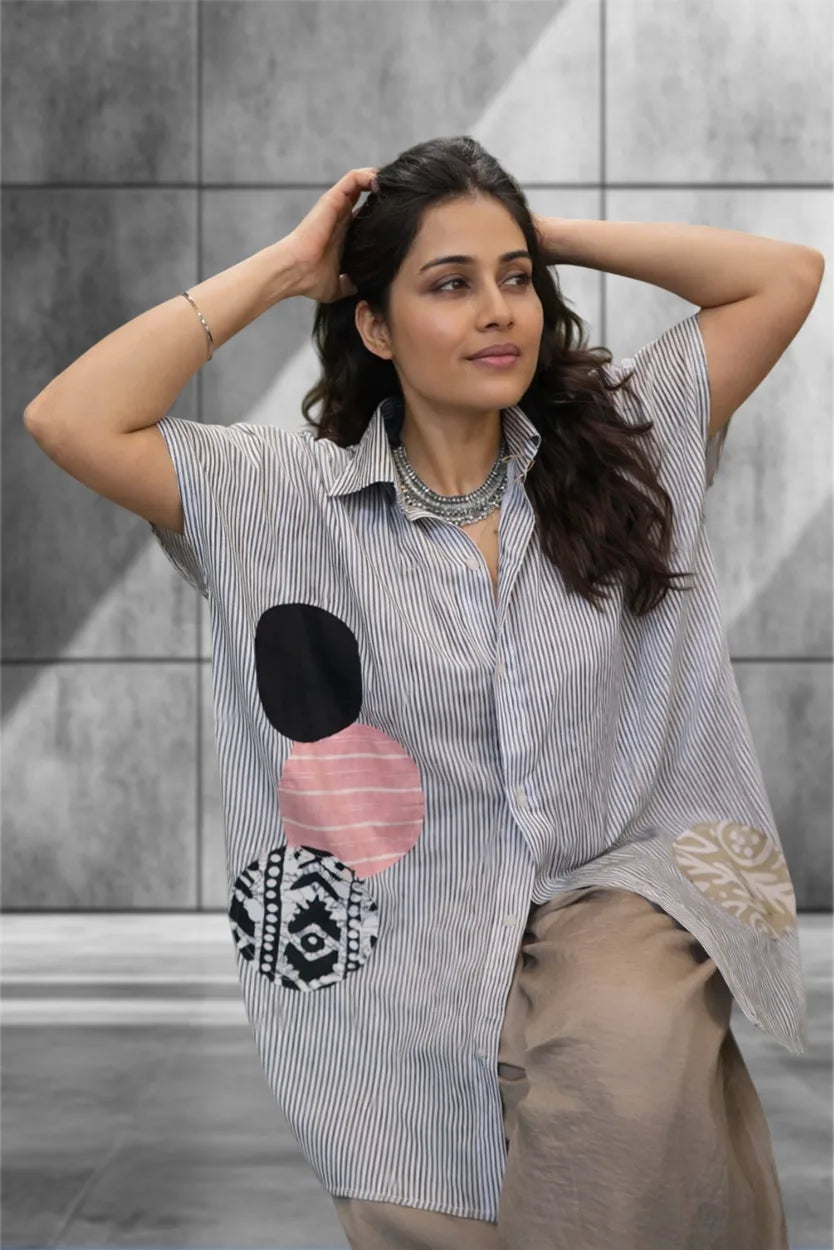 Beach Dots Oversized Shirt – Stripes in Motion